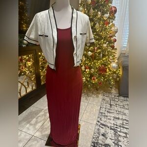 Maxi dress with cardigan